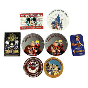 Lot of 8 Vintage Walt Disney World Cruise Line DVC Pinocchio Pin Buttons Badges